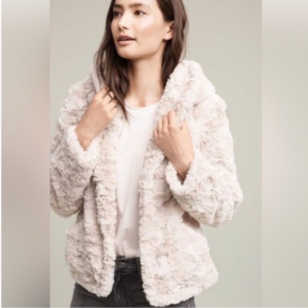 Tiny Editions for Anthropologie Women’s Faux Fur Hooded Jacket Coat Size Small